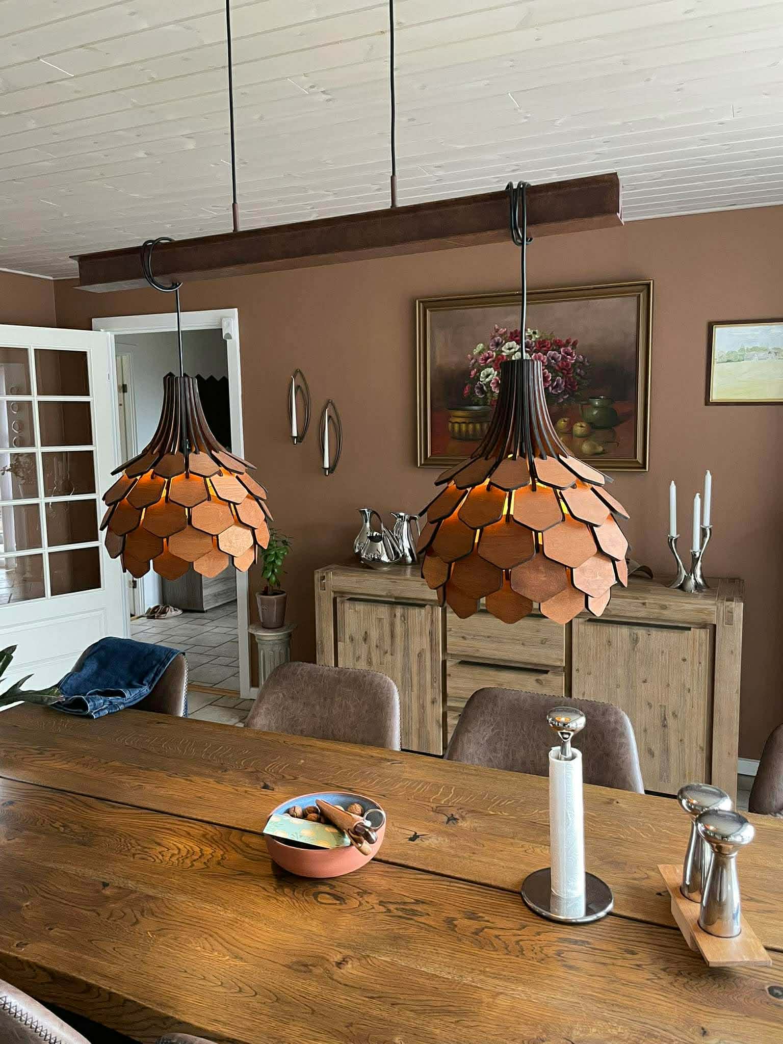 Koglelampe - Teak - Ø38