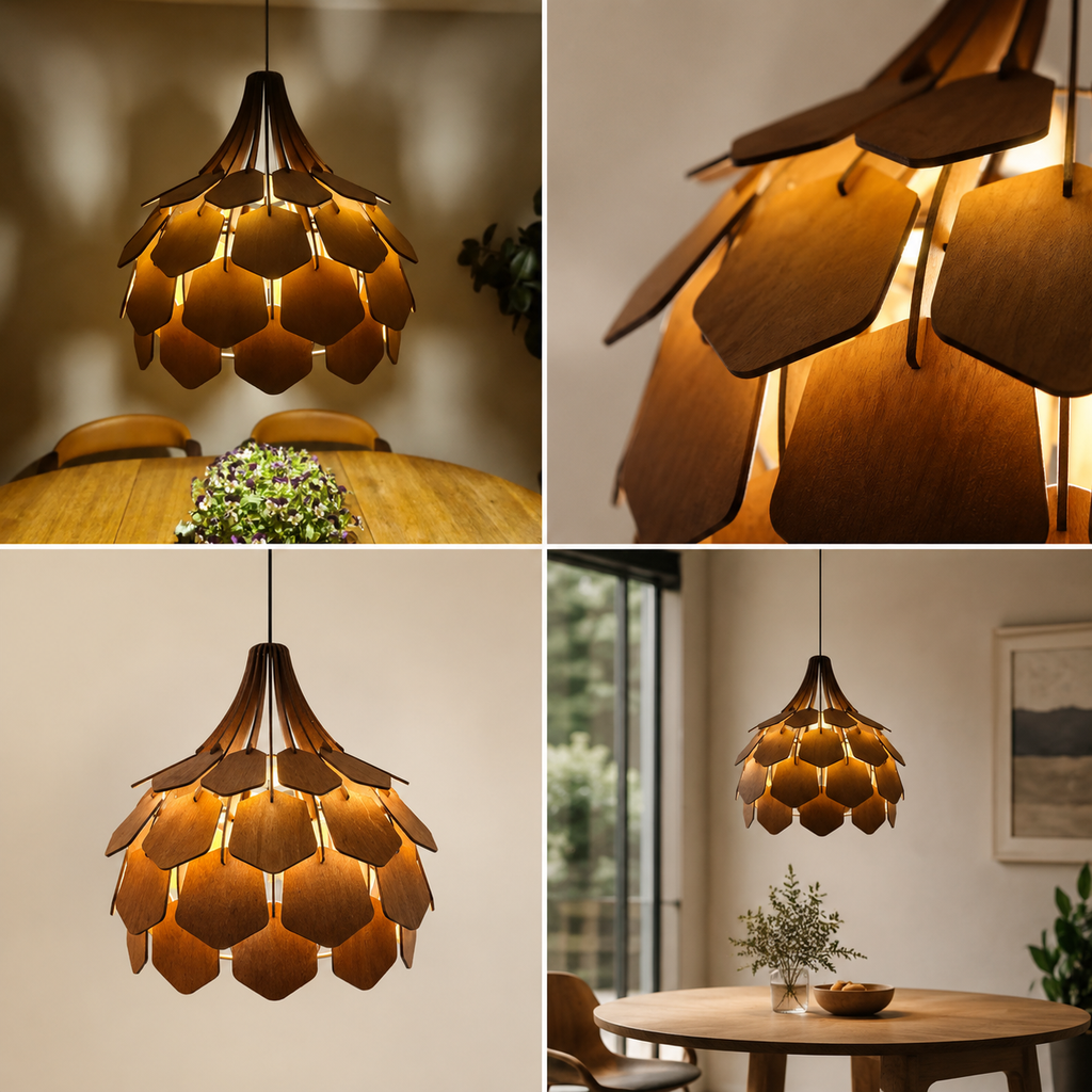 Koglelampe - Teak - Ø55