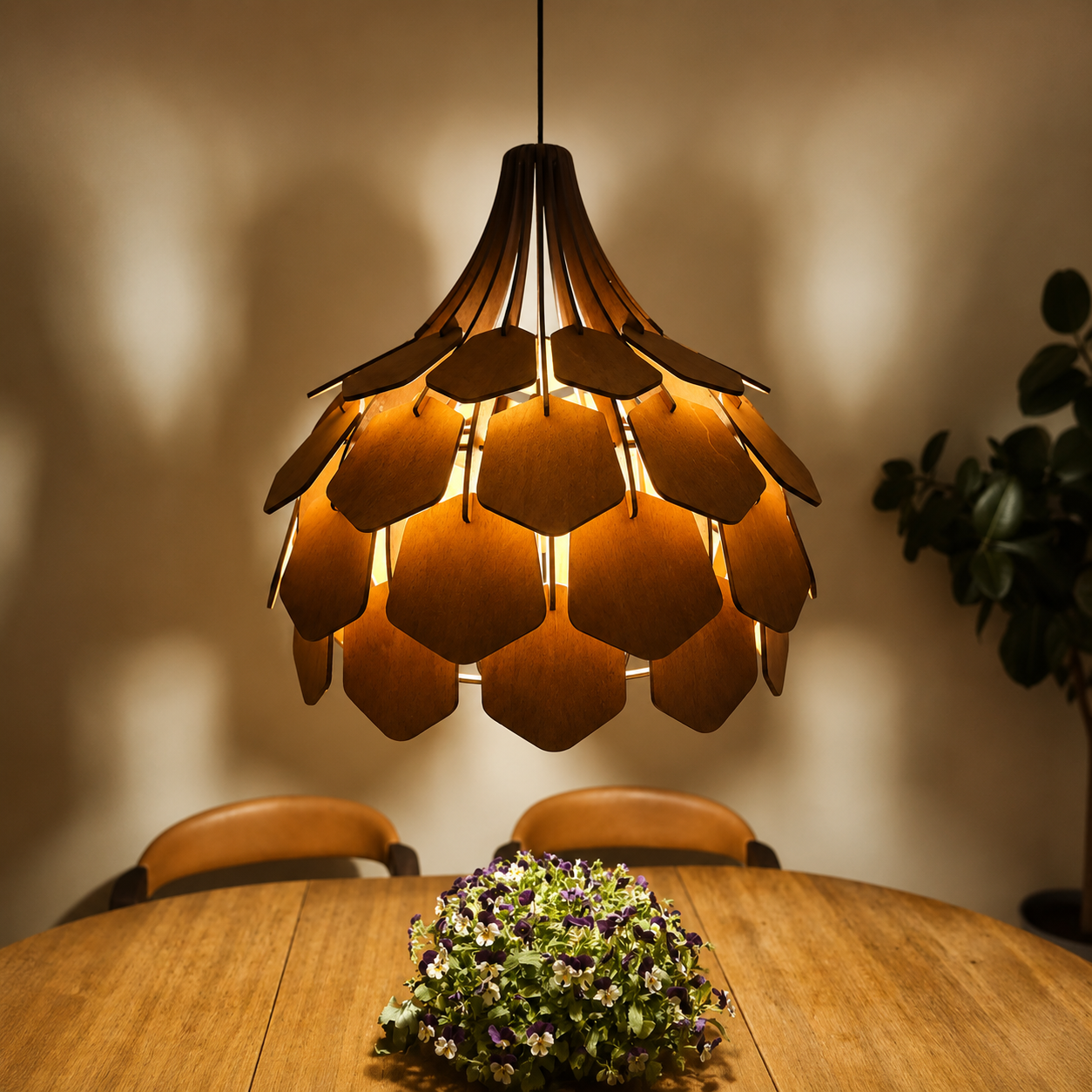 Koglelampe - Teak - Ø55